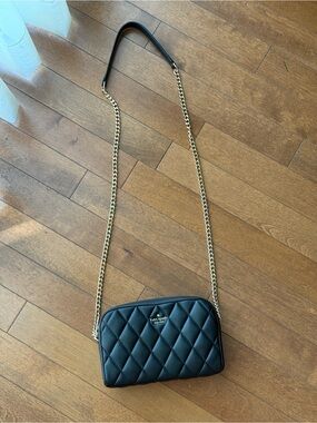 Kate Spade Carey Smooth Quilted Leather Camera Crossbody Bag with Gold Chain